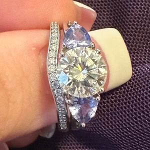 Moissanite and Tanzanite Bridal Set